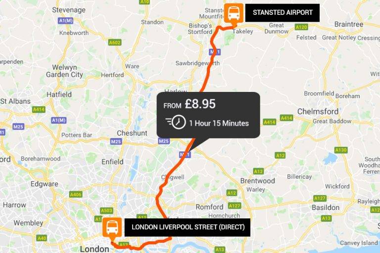 Book Stansted to Liverpool Street Bus & Coach from £9 on Fast Stansted to