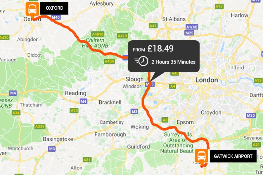 Gatwick Airport to Oxford Bus Station