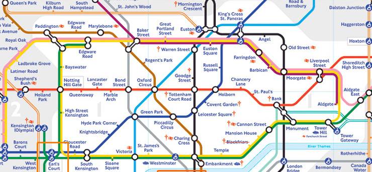 Tube map Earls Court and Waterloo